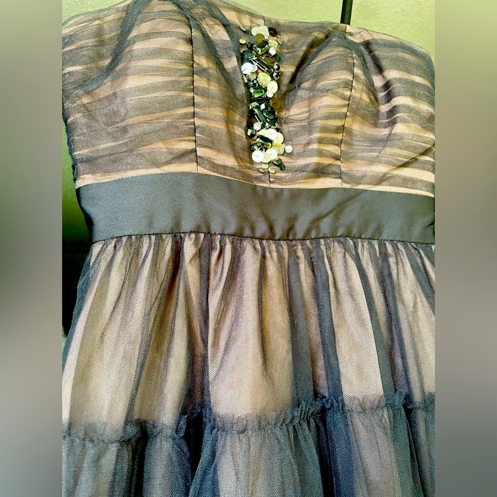 Max & Cleo formal cocktail dress. Black & copper. Jeweled. Size 2.